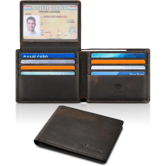 ⚡Travelambo Men Craze Horse Coffee Genuine Leather Handmade Stylish Wallet - Picture 8 of 9